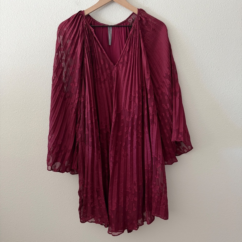 ANTHROPOLOGIE Womens Mini Dress Pleated Boho Whimsigoth Romantic Size S